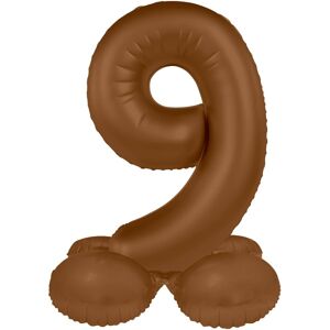 Balónik fóliový samostojaci číslo 9 Čokoládovo hnedá, matný 41 cm