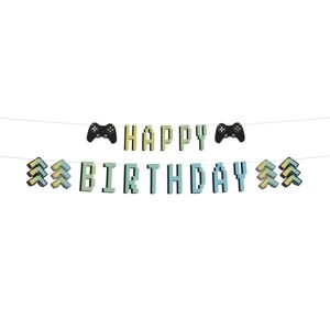 Banner "Happy Birthday" Level Up Game party 1,5 m