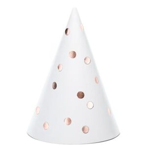 ČIAPOČKY biele s bodkami vo farbe Rose Gold 6ks