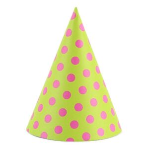 Čiapočky na párty papierové s bodkami zelené jablko 16 cm, 6 ks