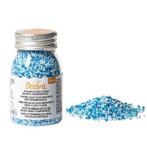 Cukrárske zdobenie Perličky biele/modré 100 g