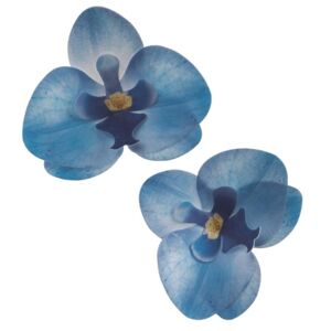 Dekorácia na tortu z jedlého papiera Orchidea modrá 8,5 x 7,5 cm (10 ks)