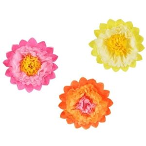 Dekoračné kvety z hodvábneho papiera-mix farieb 35 cm, 3 ks