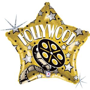 BALÓNIK fóliový hviezda s nápisom Hollywood