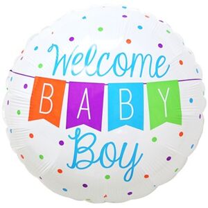 FóliovýBalónik guľatý s nápisom Welcome Baby Boy