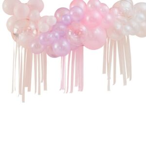 Girlanda balóniková pastelová so stuhami 50 ks