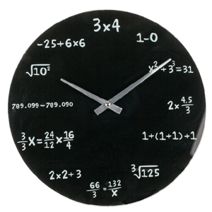 Hodiny čierne sklo Mathematic 35 cm