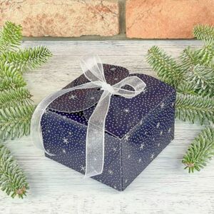 KRABIČKA vianočná darčeková tmavo modrá 11 x 11 x 7 cm 8 ks