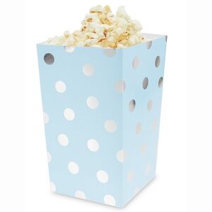 KRABIČKY na popcorn modré so striebornými bodkami 4ks