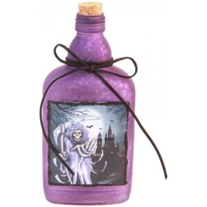 HALLOWEEN DEKORÁCIA Fľaša sklenená Elixír smrti fialový