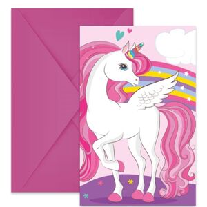 Pozvánky s obálkami Jednorožec Rainbow Colors 6 ks