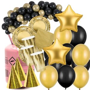 Party set s héliom - veľká zlatá narodeninová party pre 6 osôb