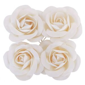 Ružičky dekoračné textilné biele 4 cm 4 ks