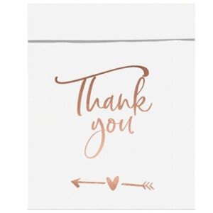 VRECKO NA SLADKOSTI "Thank you" biele/ružové zlato 13 x 14 cm 6ks