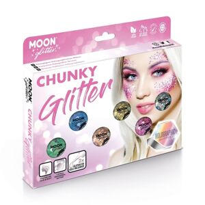 SADA TRBLIETOK Chunky holografická mix farieb 6ks + fixačný gél