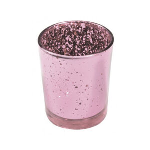 Svietnik sklenený pastelovo ružový 5,5 x 6,7 cm