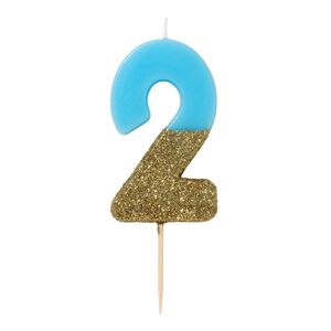 SVIEČKA číslica narodeninová modrozlatá 2