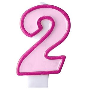 SVIEČKA tortová "2" ružová 1ks