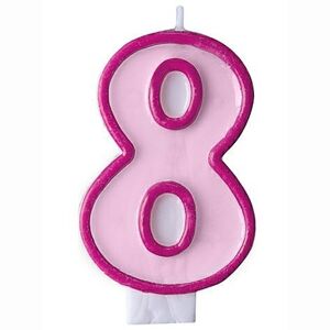 SVIEČKA tortová "8" ružová 1ks