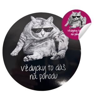 Samolepka "Vždycky to dáš na pohodu" Lenivá mačka/purple 10 cm