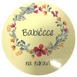 Samolepky "Babičce na zdraví" kvety žltá 10 cm