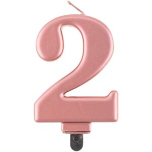 Sviečka číslica 2 rose gold 8 cm