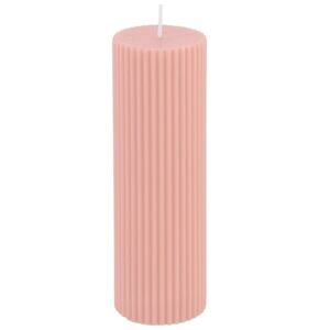 Svíčka válec žebrovaná pastelově růžová 5 x 15 cm