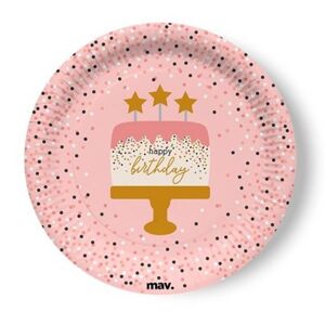 Taniere papierové Happy Birthday Confetti 22,7 cm 8 ks
