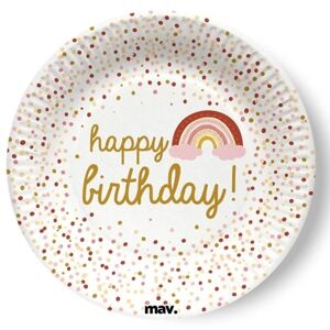 Tanieriky papierové Boho Birthday 18 cm 8 ks