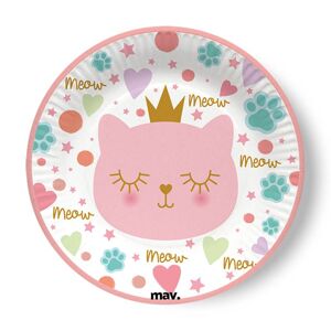 Tanieriky papierové Mačacia princezná 18 cm 8 ks