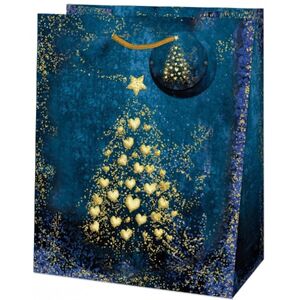 Taška darčeková Medium modrá Srdiečkový stromček 19 x 10,2 x 23 cm