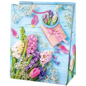Taška darčeková Stredná Jarné kvety 26,7 x 33 x 13,7 cm