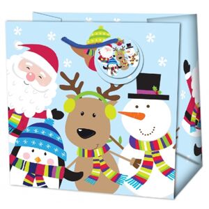 Taška darčeková štvorcová Vianočné postavičky 15x14,5x6 cm