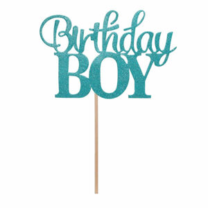 Zápich na tortu Birthday Boy modrý 10 x 7 cm