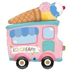 Balónik fóliový Auto zdobené obriou zmrzlinou a nápisom "Ice Cream 99 cent".